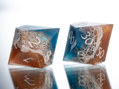 Beach Trip - 7 Piece Handmade Resin Dice