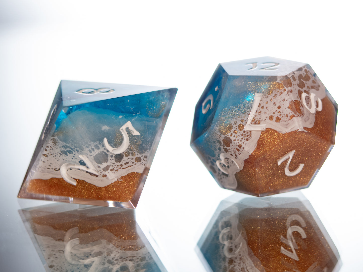 Beach Trip - 7 Piece Handmade Resin Dice