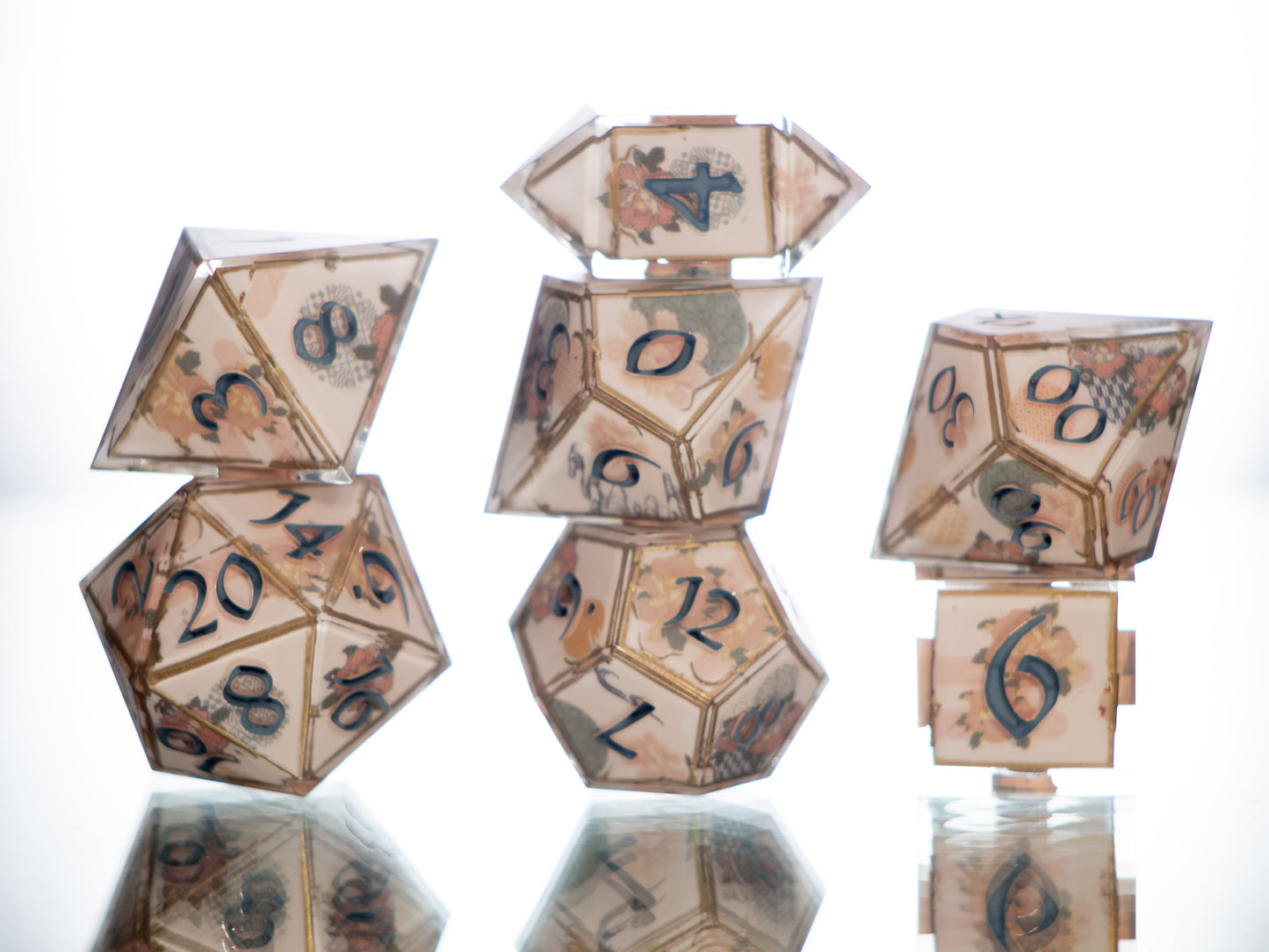 Lotus Temple - 7 Piece Handmade Resin Dice