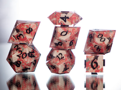 Tsuru - 7 Piece Handmade Resin Dice