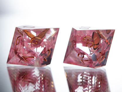 Butterfly Garden - 7 Piece Handmade Resin Dice