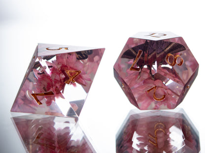 Butterfly Garden - 7 Piece Handmade Resin Dice