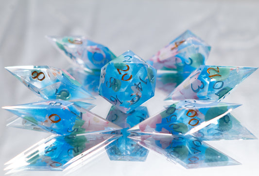 Koi Pond - Sharp 7 Piece Handmade Resin Dice