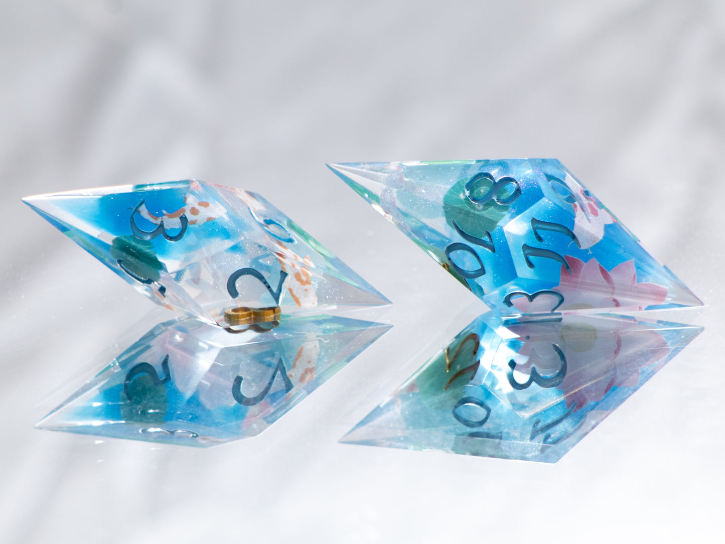 Koi Pond - Sharp 7 Piece Handmade Resin Dice
