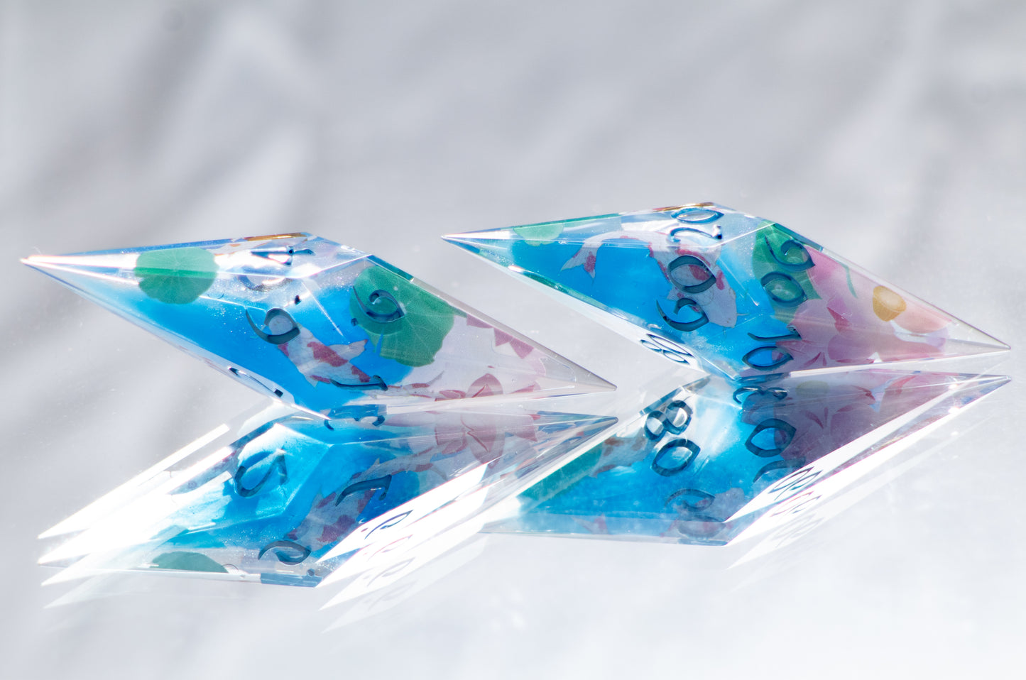 Koi Pond - Sharp 7 Piece Handmade Resin Dice