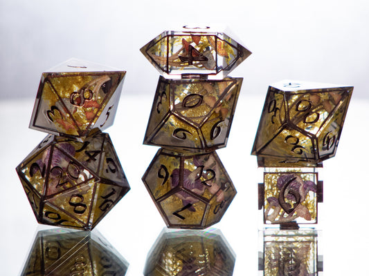 Moss and Mycelium - 7 Piece Handmade Resin Dice