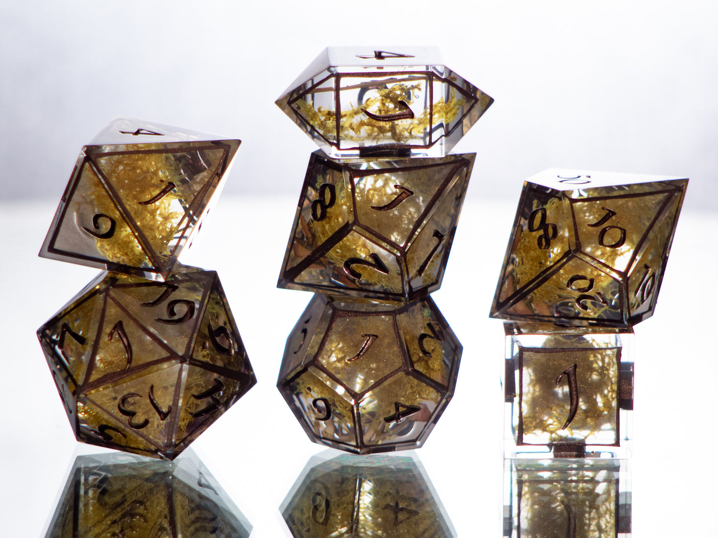 Moss and Mycelium - 7 Piece Handmade Resin Dice