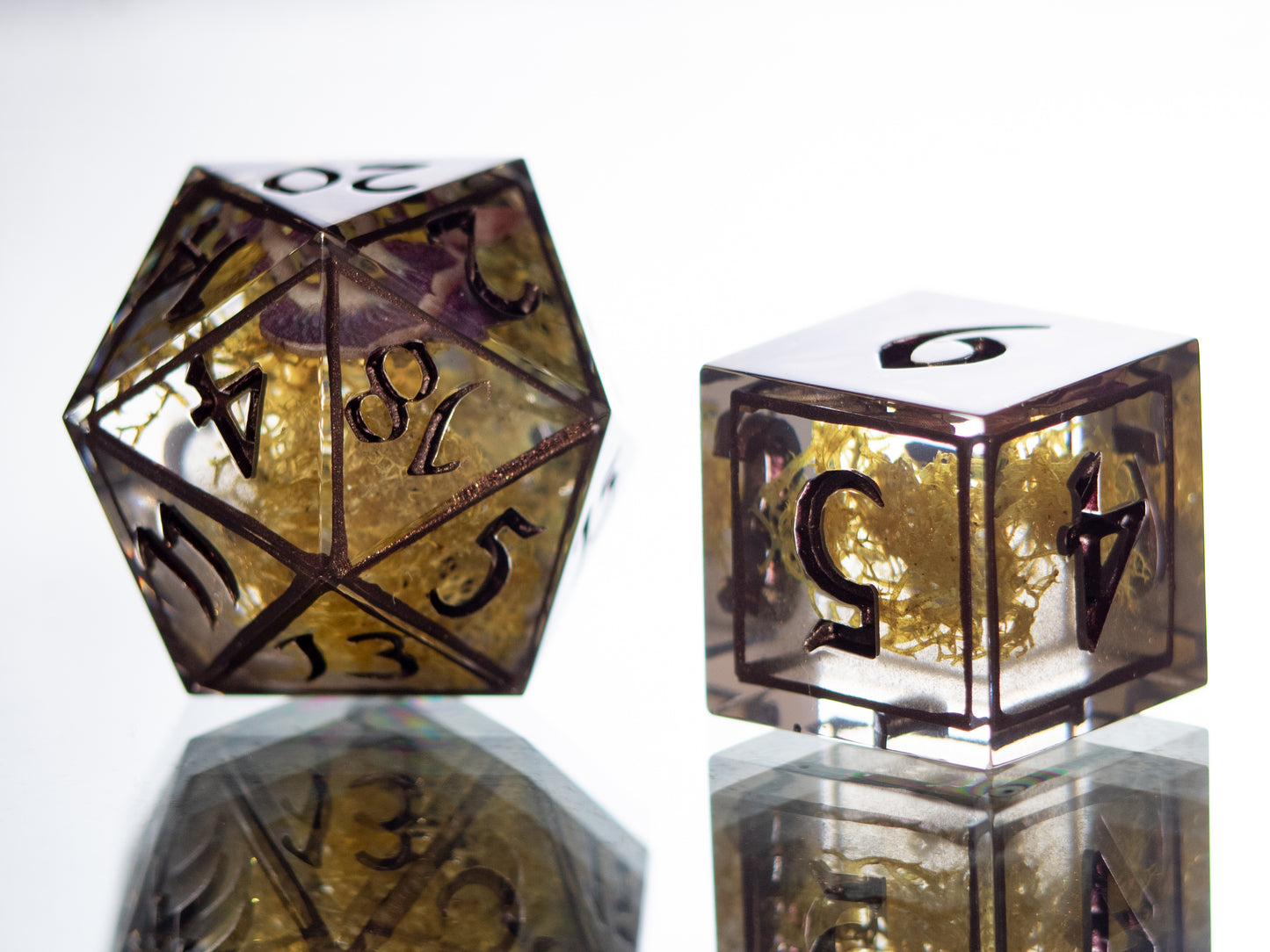 Moss and Mycelium - 7 Piece Handmade Resin Dice