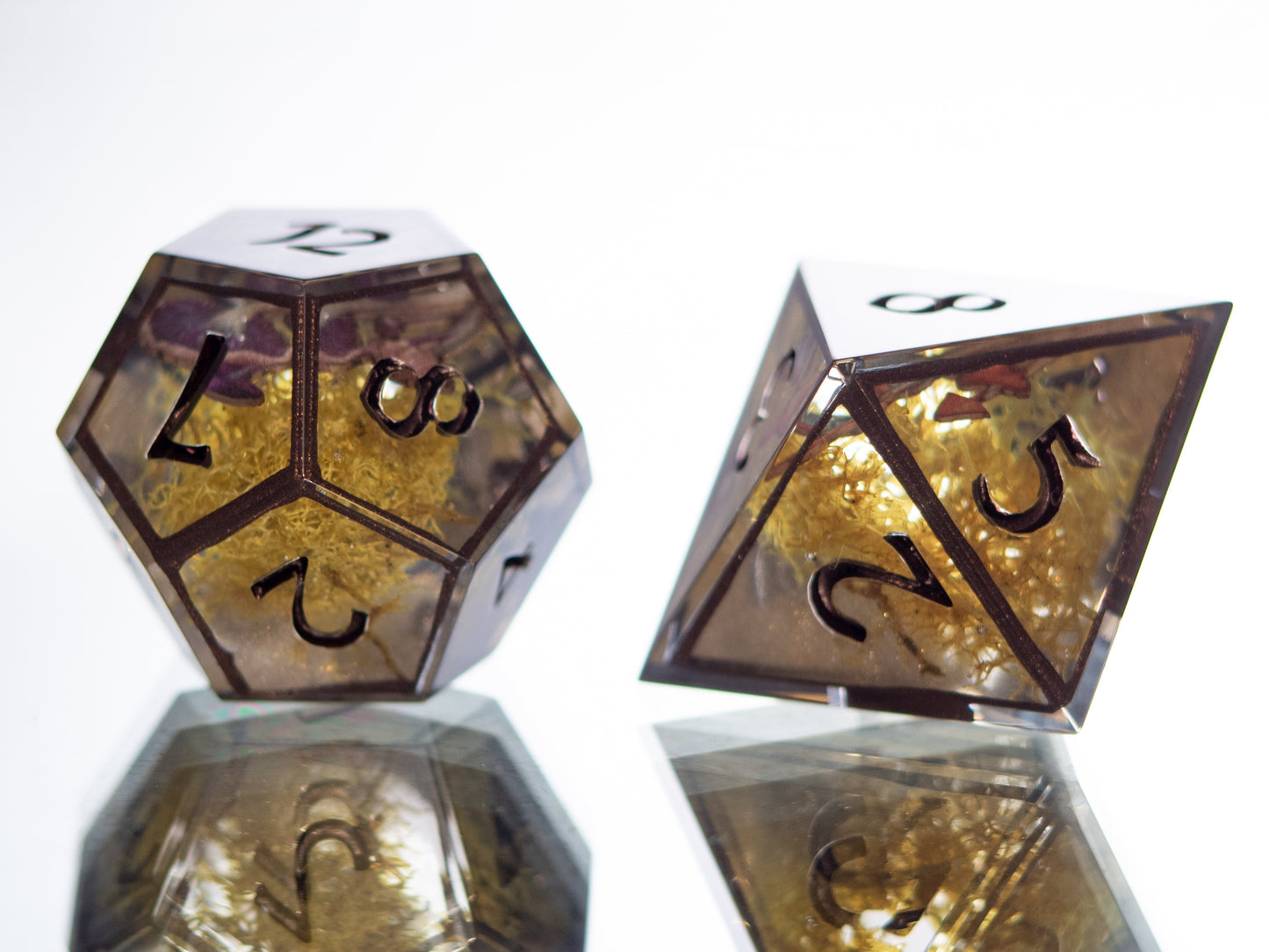 Moss and Mycelium - 7 Piece Handmade Resin Dice