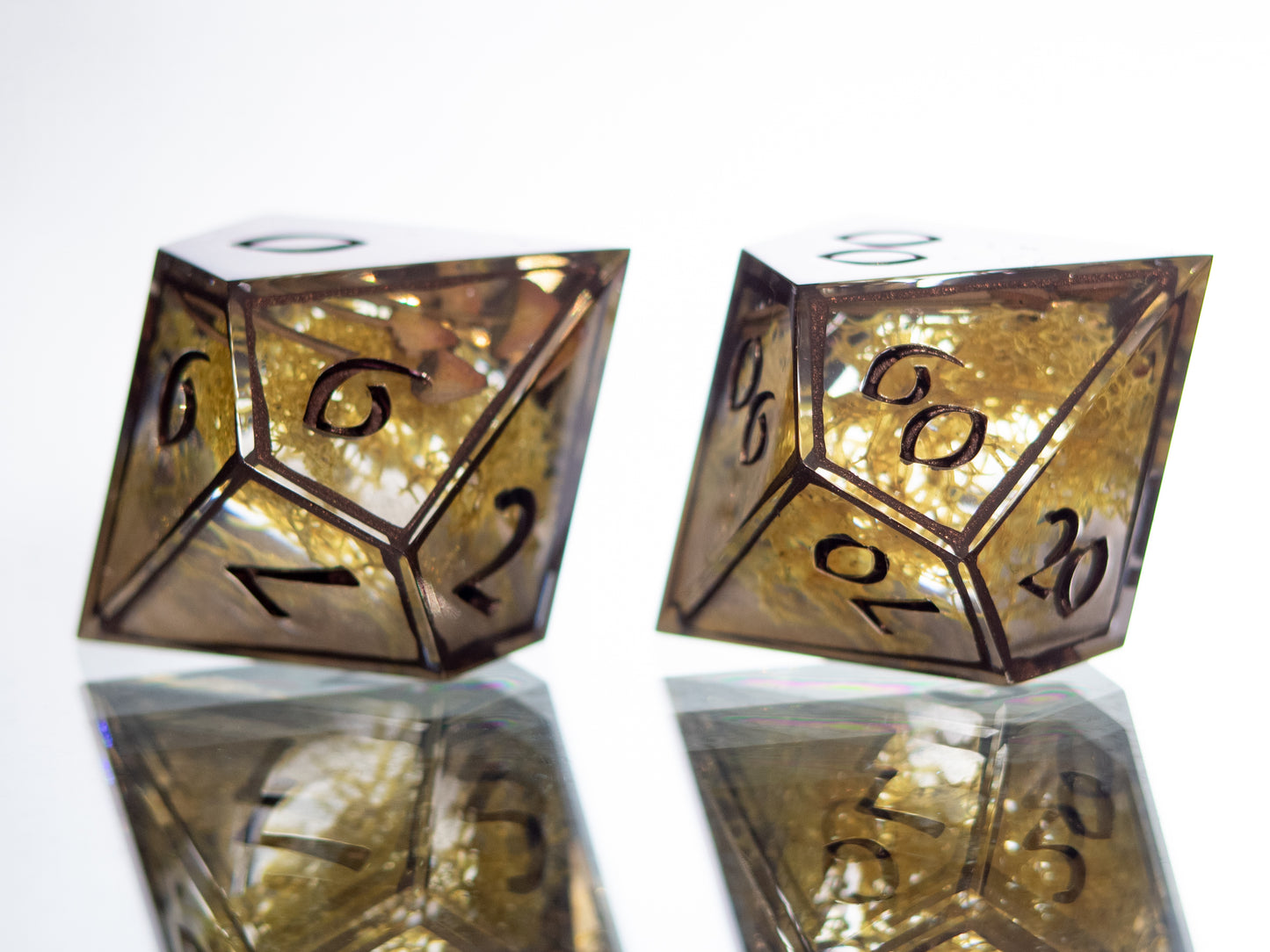 Moss and Mycelium - 7 Piece Handmade Resin Dice