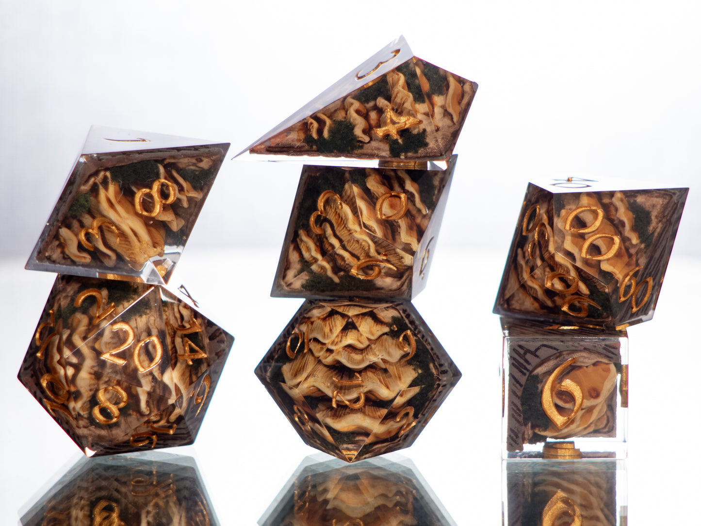 Chicken of the Woods - Alt 7 Piece Handmade Resin Dice