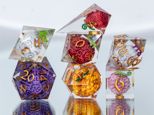 Devilish Fruits- Alt 7 Piece Handmade Resin Dice