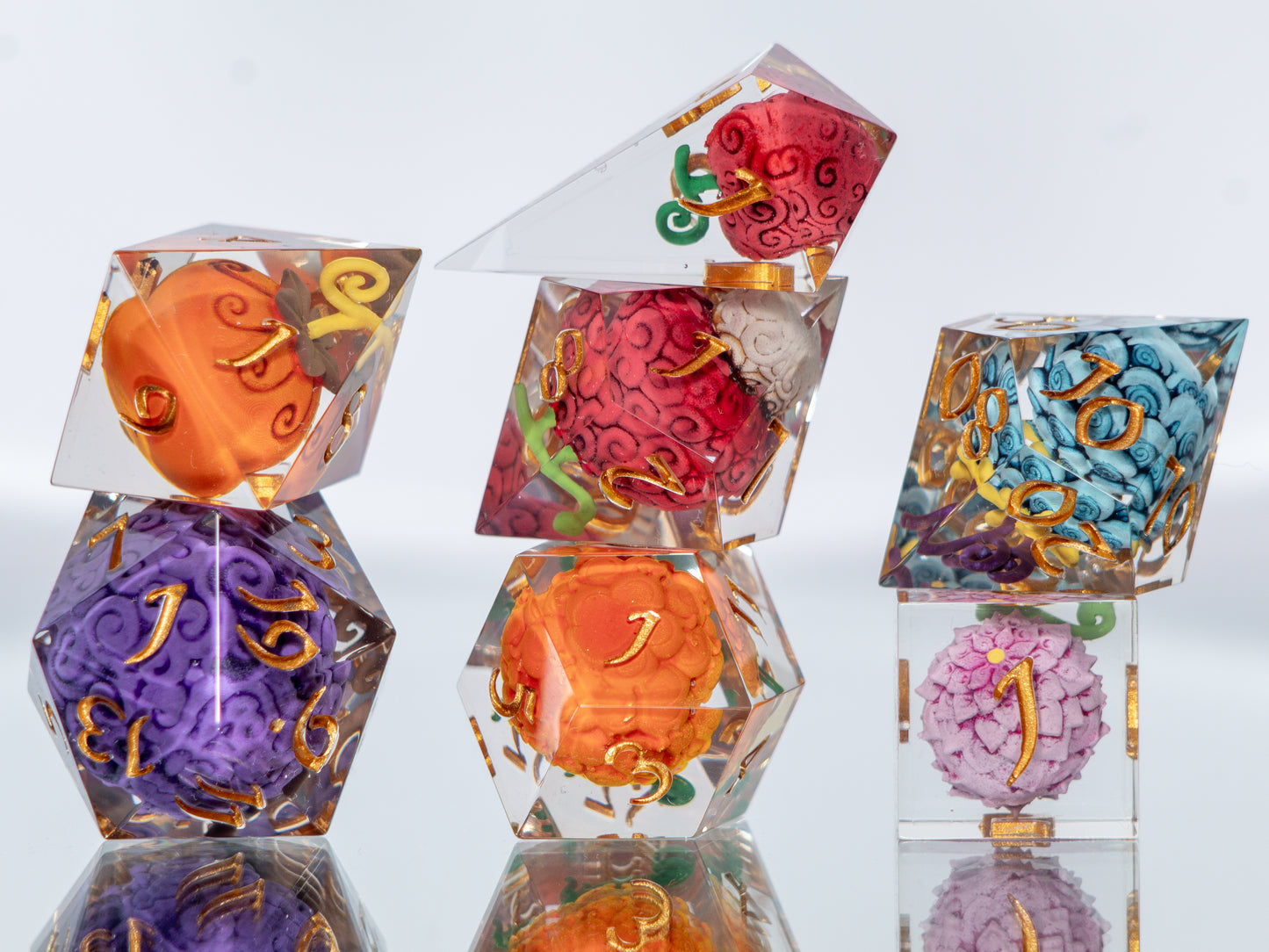 Devilish Fruits: Wano - Alt 7 Piece Handmade Resin Dice