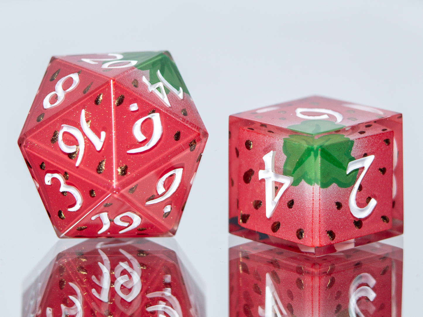 Strawberry Candies - 7 Piece Handmade Resin Dice