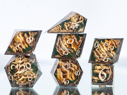 Chicken of the Woods - Alt 7 Piece Handmade Resin Dice