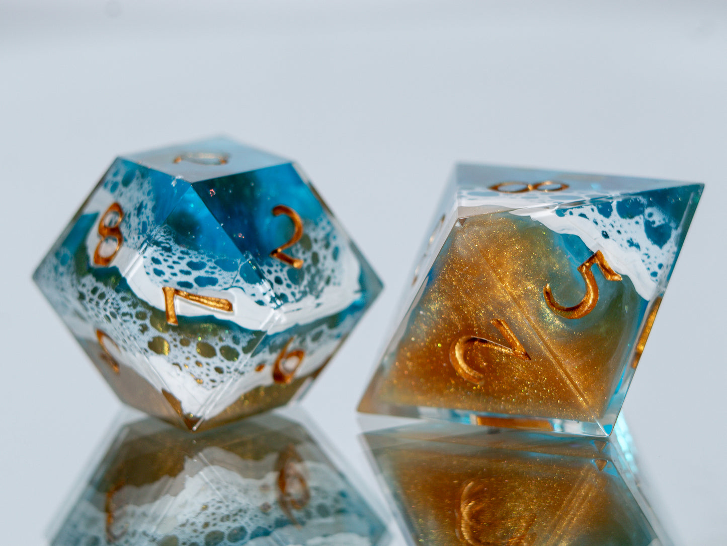 Seaside - 7 Piece Handmade Resin Dice