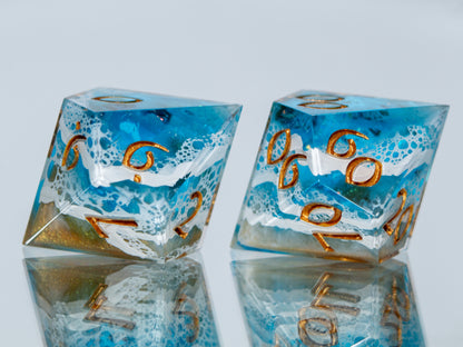 Seaside - 7 Piece Handmade Resin Dice