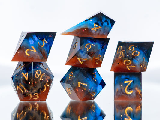 Cosmic Cliffs - Alt 7 Piece Handmade Resin Dice