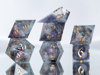Glittering Nebula - Alt 7 Piece Handmade Resin Dice