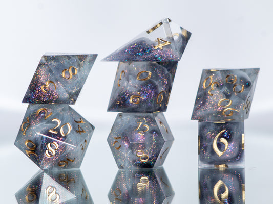 Glittering Nebula - Alt 7 Piece Handmade Resin Dice