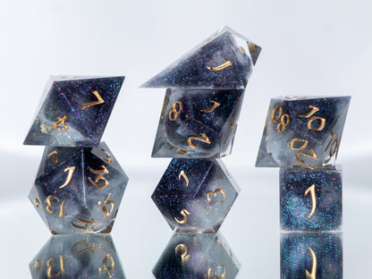 Glittering Nebula - Alt 7 Piece Handmade Resin Dice