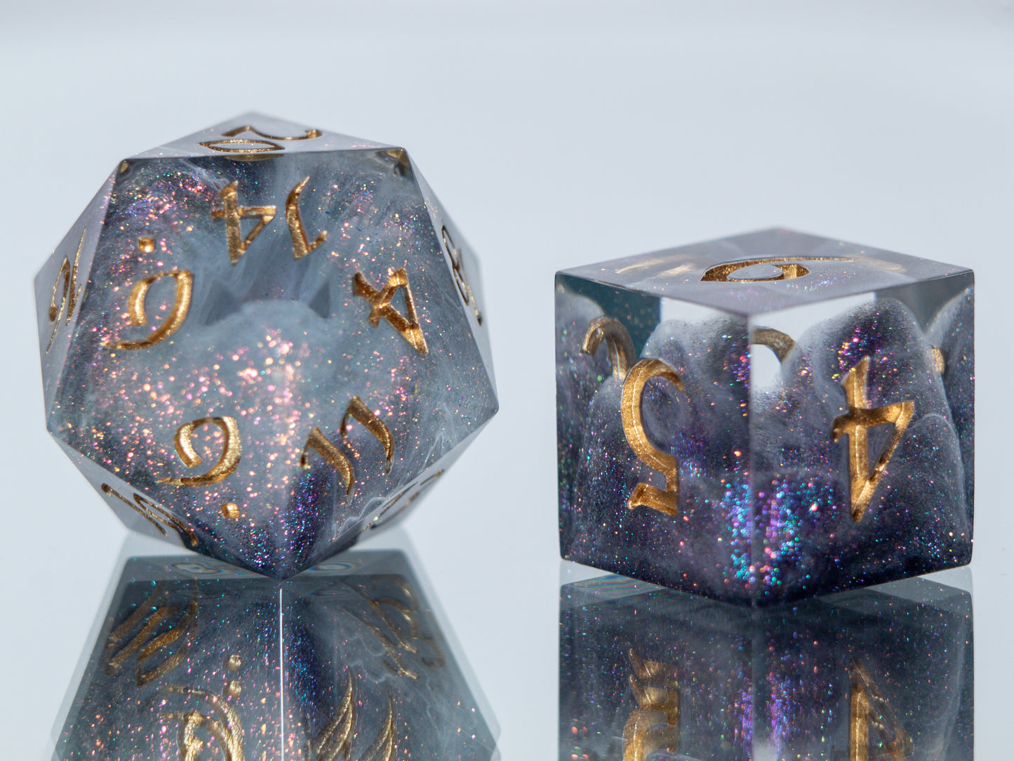 Glittering Nebula - Alt 7 Piece Handmade Resin Dice