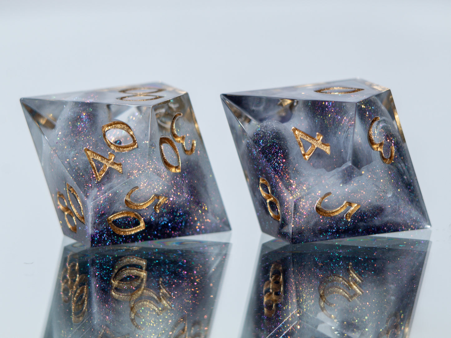 Glittering Nebula - Alt 7 Piece Handmade Resin Dice