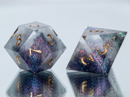 Glittering Nebula - Alt 7 Piece Handmade Resin Dice