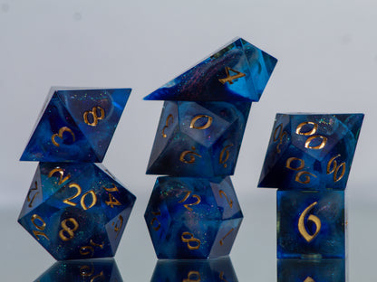 Cerulean Nebula - Alt 7 Piece Handmade Resin Dice