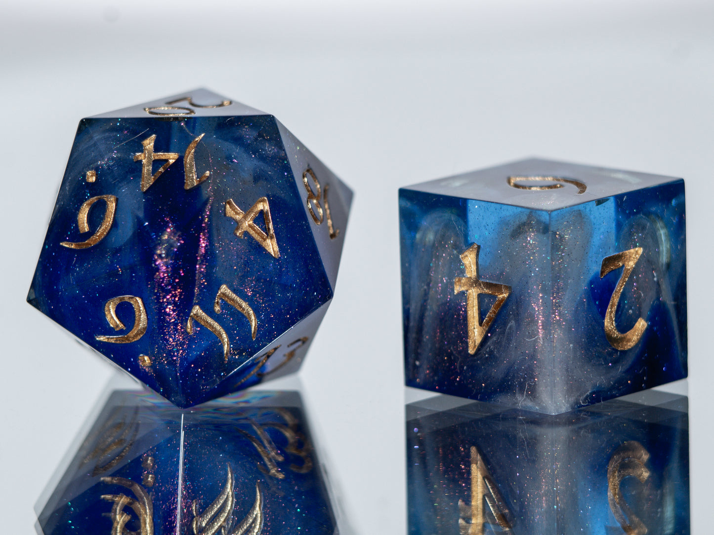 Cerulean Nebula - Alt 7 Piece Handmade Resin Dice