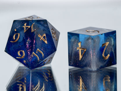 Cerulean Nebula - Alt 7 Piece Handmade Resin Dice