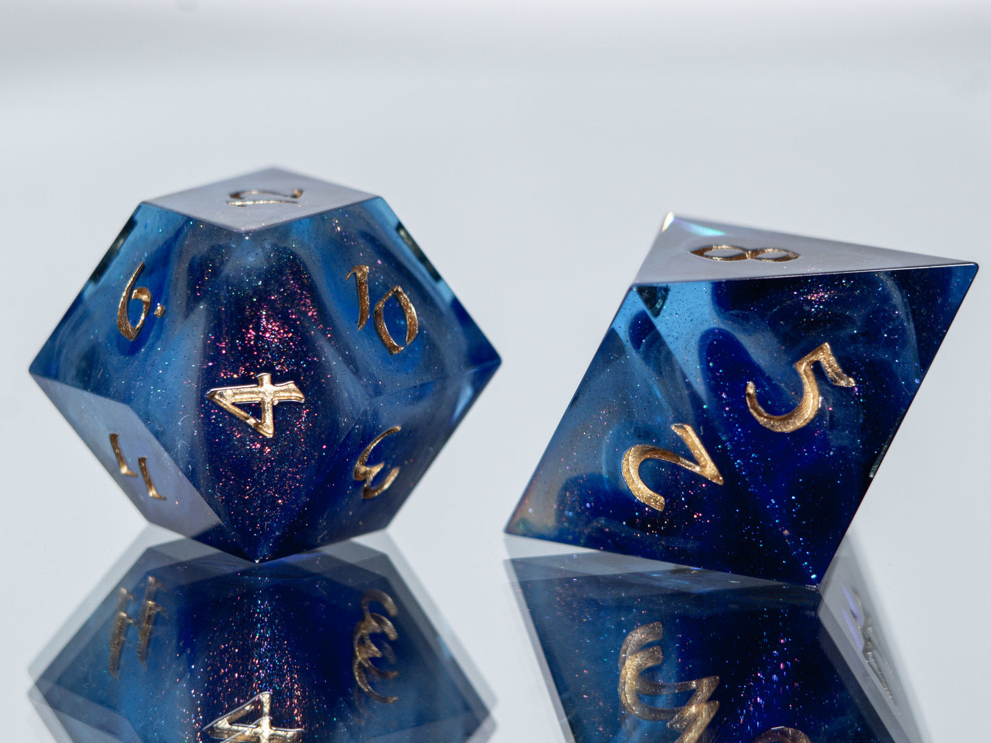 Cerulean Nebula - Alt 7 Piece Handmade Resin Dice