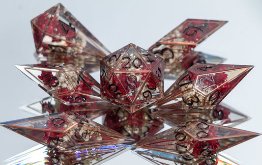 Copper Bouquet - Sharp 7 Piece Handmade Resin Dice