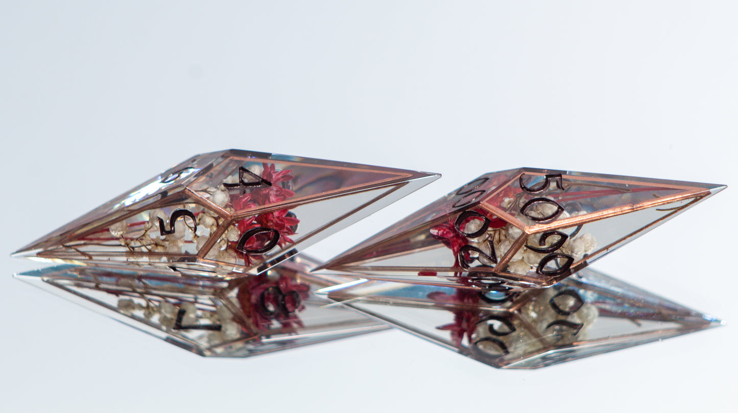 Copper Bouquet - Sharp 7 Piece Handmade Resin Dice