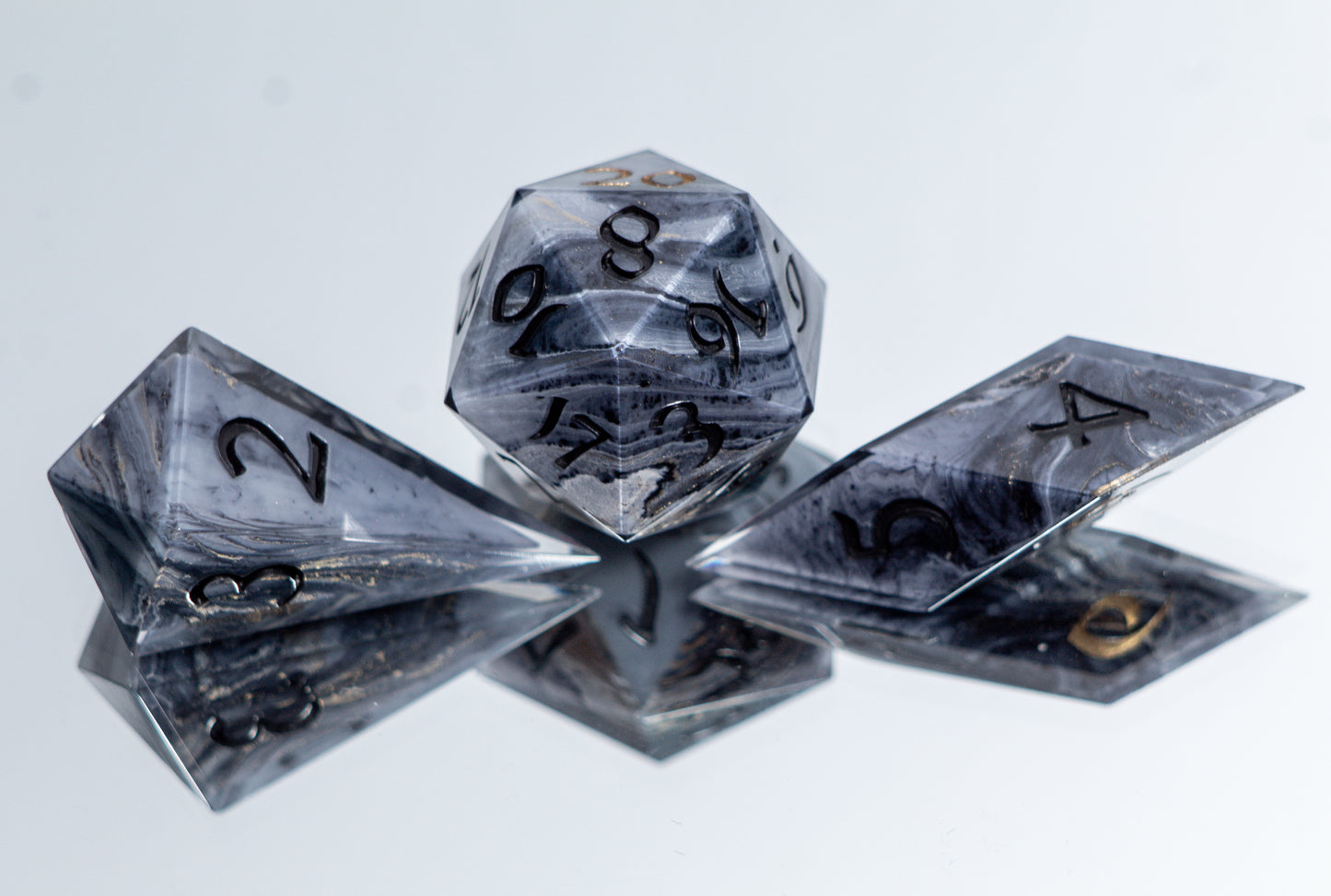 Marble Slate - Sharp 7 Piece Handmade Resin Dice