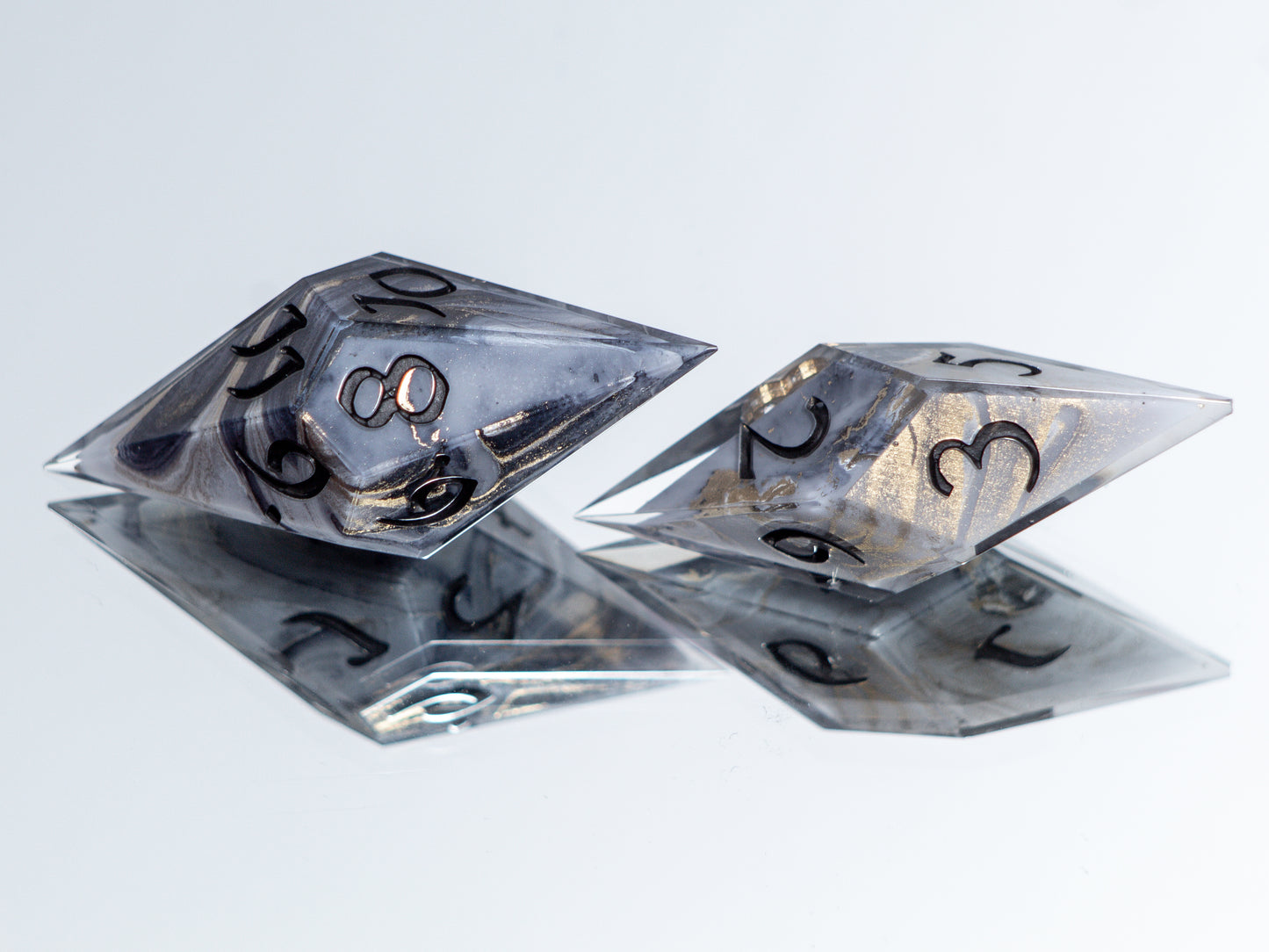 Marble Slate - Sharp 7 Piece Handmade Resin Dice