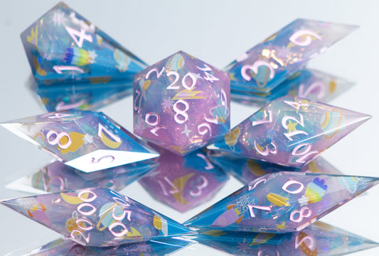 Cosmic Cuties - Sharp 7 Piece Handmade Resin Dice