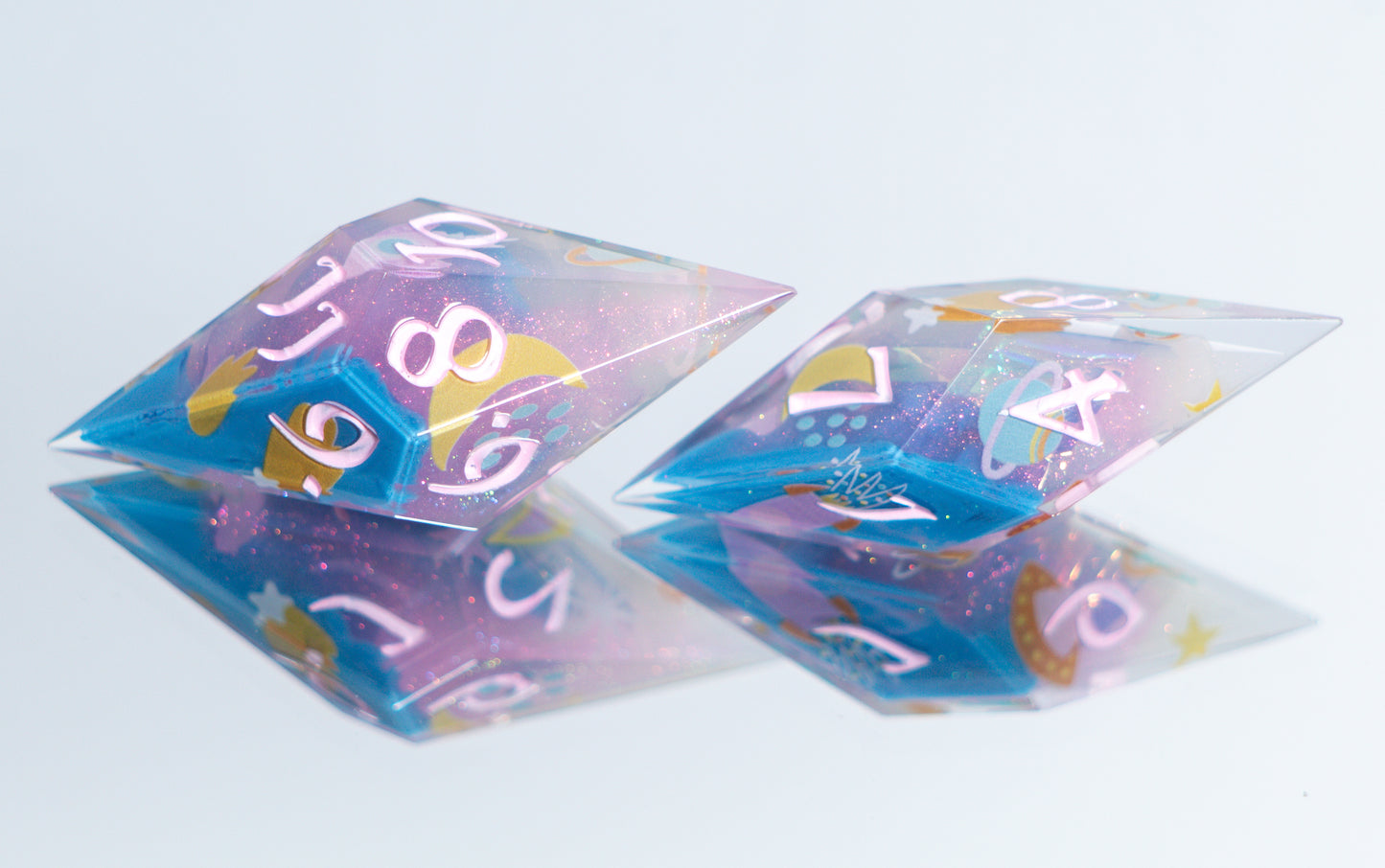 Cosmic Cuties - Sharp 7 Piece Handmade Resin Dice