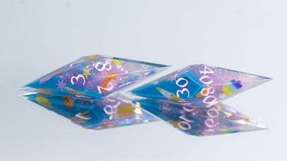Cosmic Cuties - Sharp 7 Piece Handmade Resin Dice