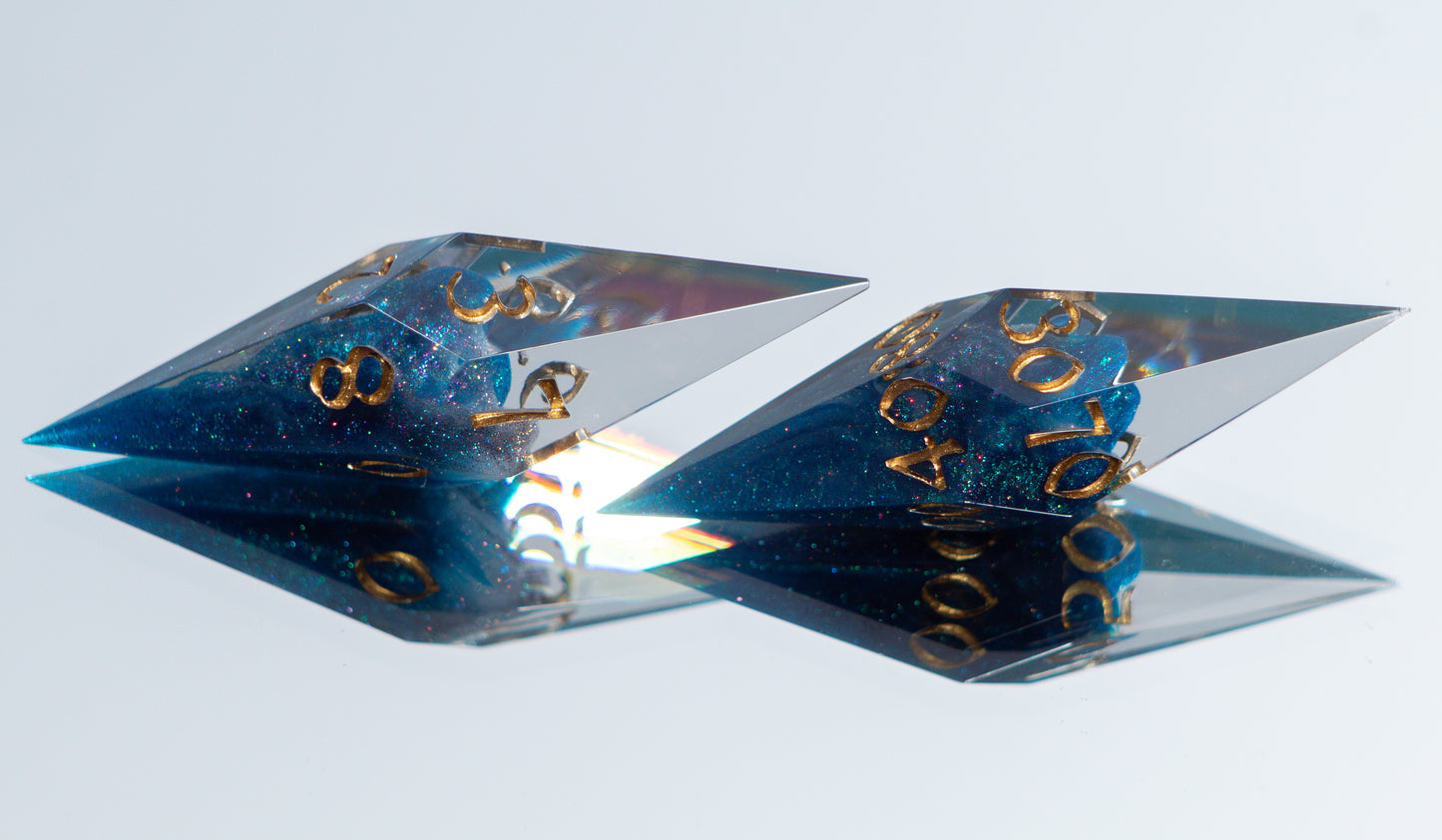 Teal Nebula - Sharp 7 Piece Handmade Resin Dice