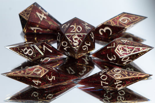 Sanguine Relics - Sharp 7 Piece Handmade Resin Dice