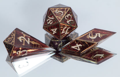 Sanguine Relics - Sharp 7 Piece Handmade Resin Dice