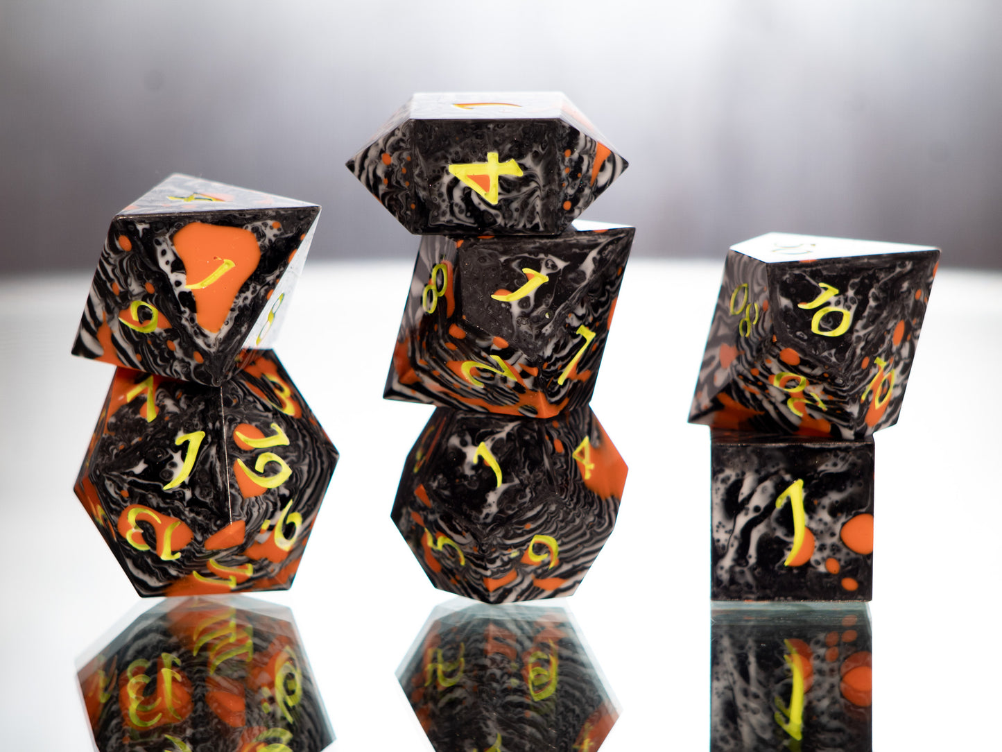 Neon Nights - 7 Piece Handmade Resin Dice