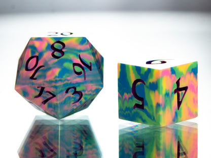 Tropical Rainbow Dirty Pour - 7 Piece Handmade Resin Dice