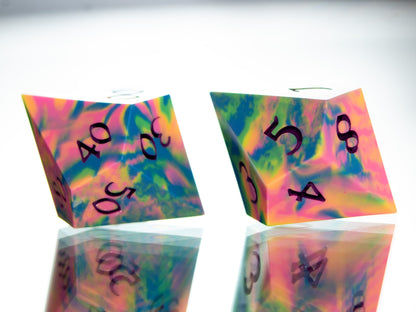 Tropical Rainbow Dirty Pour - 7 Piece Handmade Resin Dice