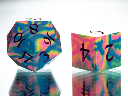 Tropical Rainbow Dirty Pour - 7 Piece Handmade Resin Dice