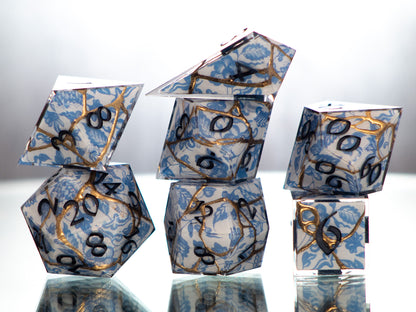 Fine Kintsugi Porcelain - 7 Piece Handmade Dice