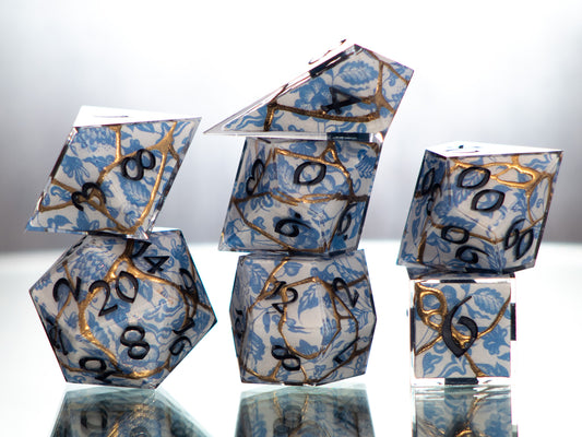 Fine Kintsugi Porcelain - 7 Piece Handmade Dice