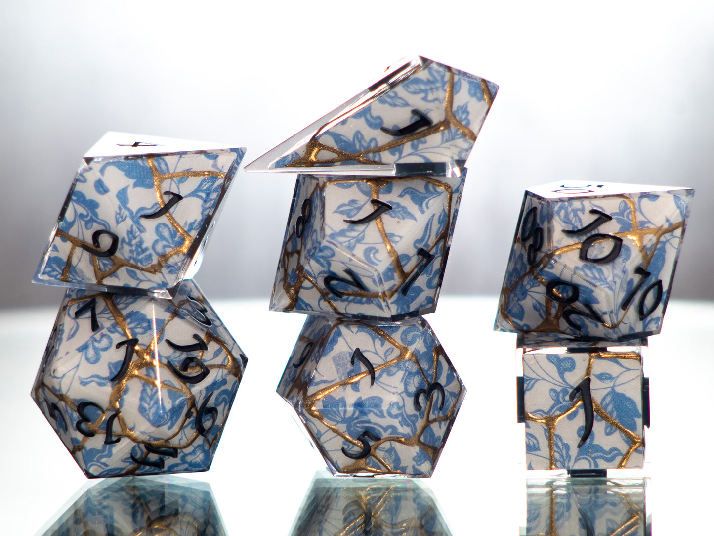 Fine Kintsugi Porcelain - 7 Piece Handmade Dice