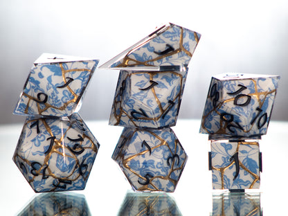 Fine Kintsugi Porcelain - 7 Piece Handmade Dice